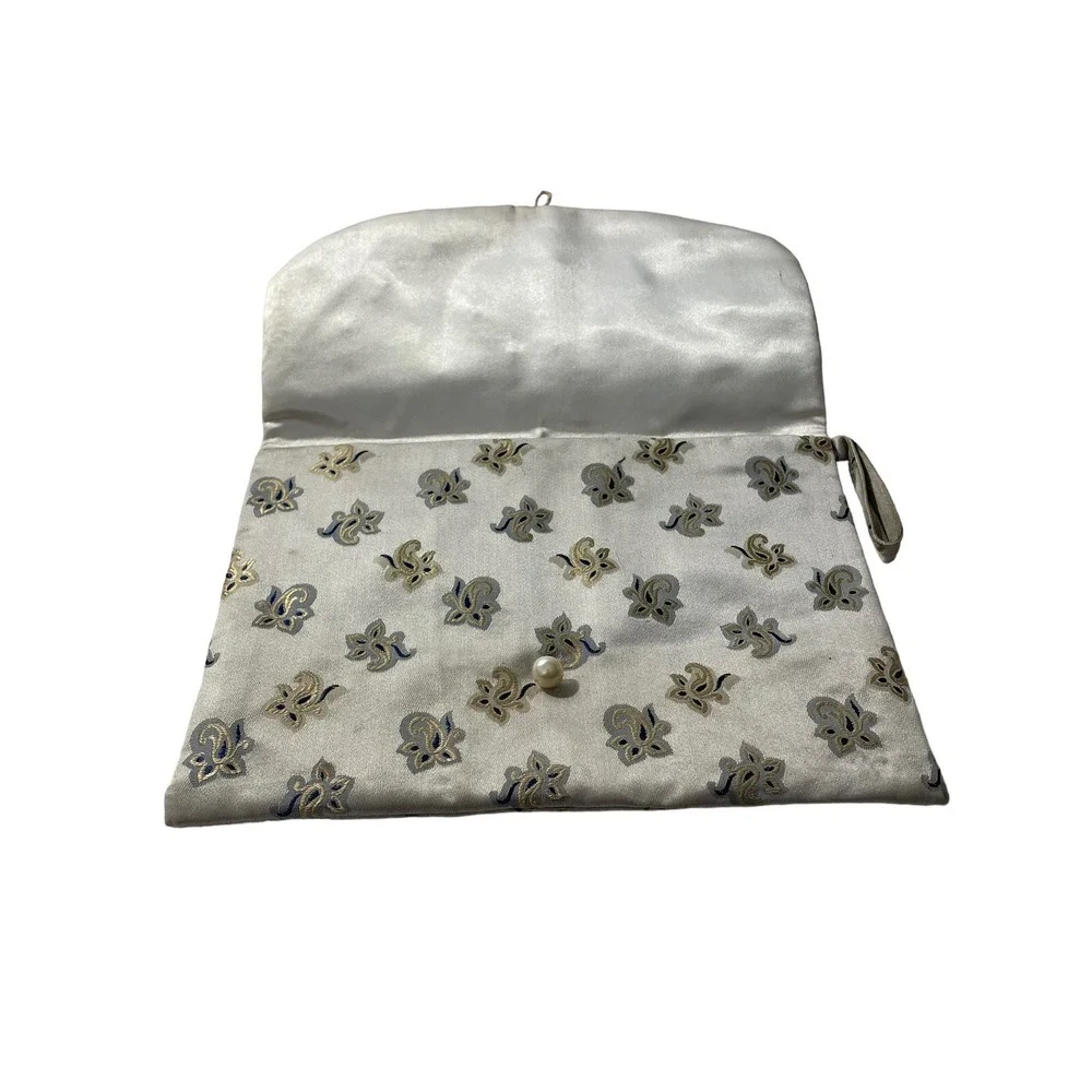 NOS Beaded‎ Clutch Purse Hand Bag In Original Gift Box Faux Pearl Floral READ